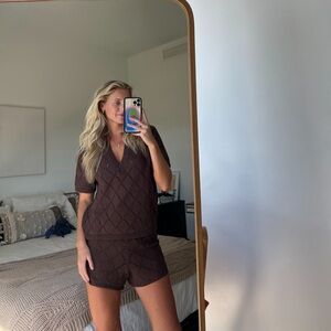 Brown Knit Short Set